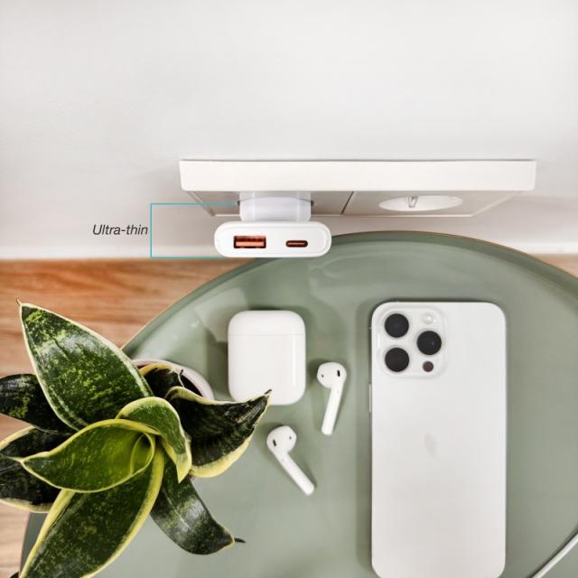 TooQ - Cargador de viaje Tipo C y Tipo A, GaN 65W, USB-C/PD + USB-A/QC, Blanco