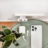 TooQ - Cargador de viaje Tipo C y Tipo A, GaN 65W, USB-C/PD + USB-A/QC, Blanco