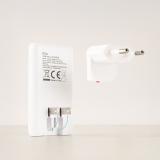 TooQ - Cargador de viaje Tipo C y Tipo A, GaN 65W, USB-C/PD + USB-A/QC, Blanco