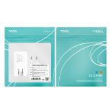 TooQ - Cargador de viaje Tipo C y Tipo A, GaN 65W, USB-C/PD + USB-A/QC, Blanco