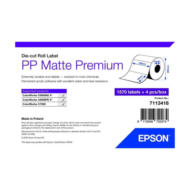 Epson - 7113418 etiqueta de impresora Blanco Etiqueta para impresora autoadhesiva