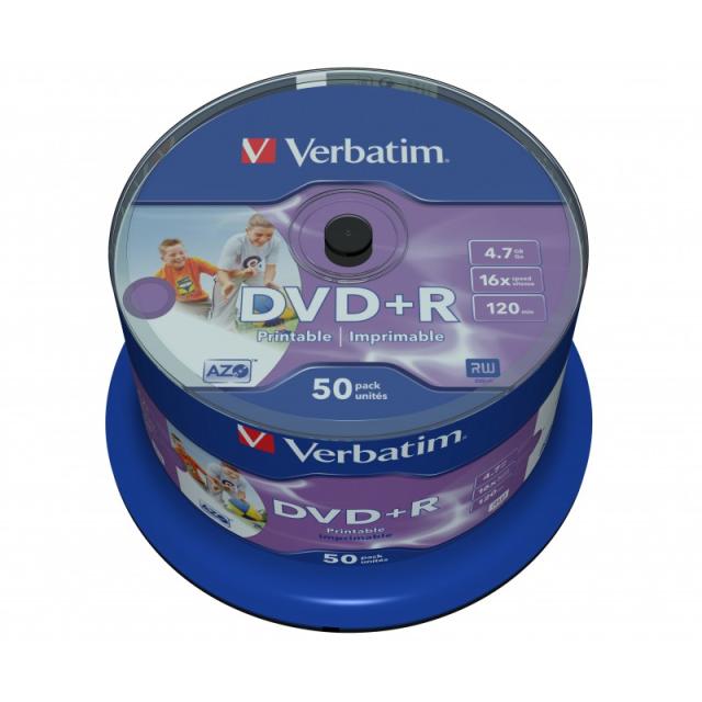 Verbatim - DVD+R Wide Inkjet Printable No ID Brand 4,7 GB 50 pieza(s)