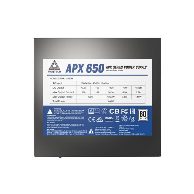 Montech - APX650 unidad de fuente de alimentación 650 W 20+4 pin ATX ATX Negro