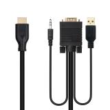 Nanocable - Conversor unidireccional VGA/M + AUDIO/M + USB-A/M (para alimentación) a HDMI/M, Negro, 1.8m