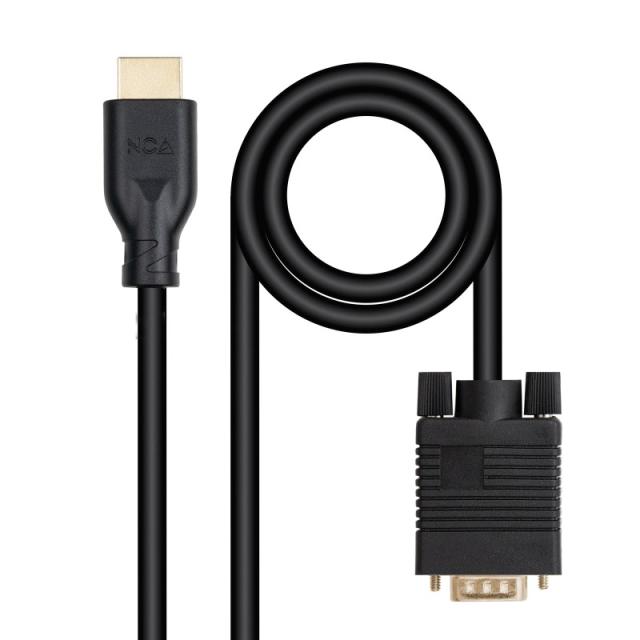 Nanocable - Cable conversor VGA/M a HDMI/M, Negro, 1.8m