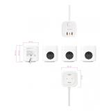 Nanocable - Base de 3 enchufes con 3 USB (2 USB-A + 1 USB-C), GaN + PPS, PD 20W, con interruptor, Blanco