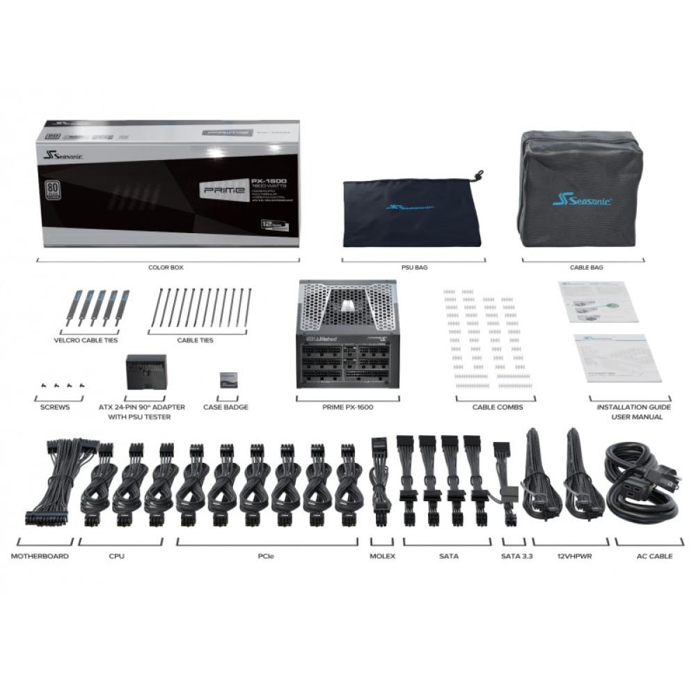 Seasonic - ATX3-PRIME-PX-1600 unidad de fuente de alimentación 1600 W 20+4 pin ATX ATX Negro