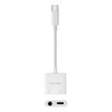 Nanocable - Adaptador de Audio USB-C/M a Jack 3.5/H + USB-C/H PD 60W, 11.5 cm, Blanco