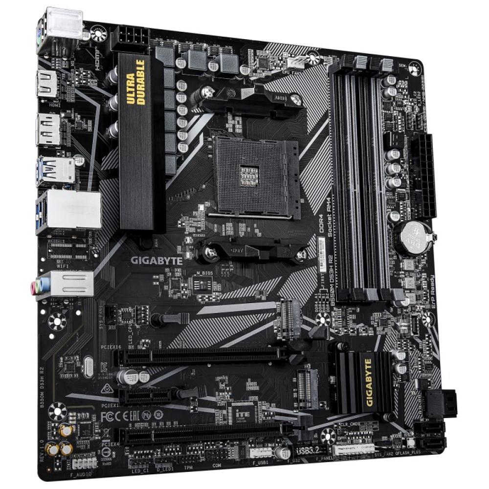 GIGABYTE - B550M DS3H R2 Placa base - Procesadores AMD Ryzen 5000, VRM de 5+3 fases, hasta 4733 MHz DDR4 (O.C.), 1x M.2 PCIe 4.0