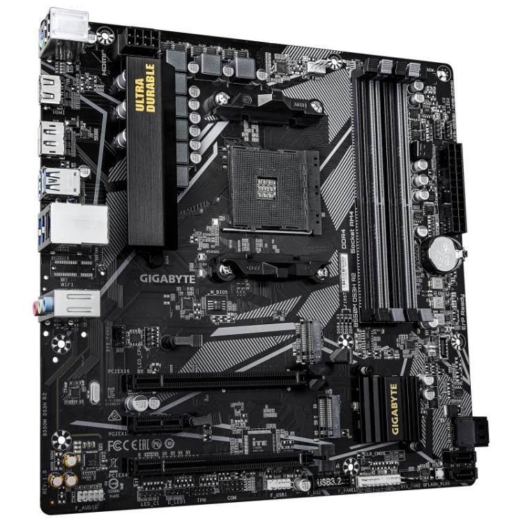 GIGABYTE - B550M DS3H R2 Placa base - Procesadores AMD Ryzen 5000, VRM de 5+3 fases, hasta 4733 MHz DDR4 (O.C.), 1x M.2 PCIe 4.0