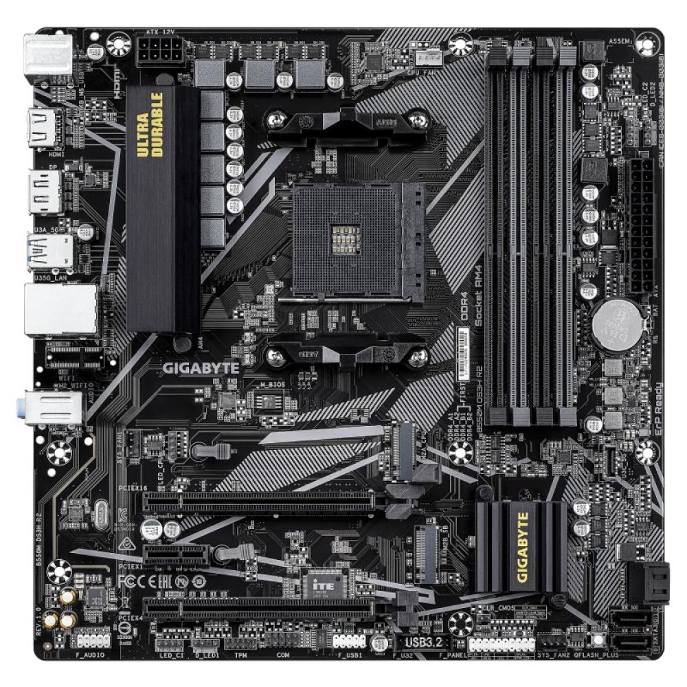 GIGABYTE - B550M DS3H R2 Placa base - Procesadores AMD Ryzen 5000, VRM de 5+3 fases, hasta 4733 MHz DDR4 (O.C.), 1x M.2 PCIe 4.0