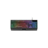 Mars Gaming - MK124, Teclado Ergonómico H-Mech, Reposamuñecas Integrado, Iluminación FRGB Rainbow, Teclado Gaming Anti - MK124ES