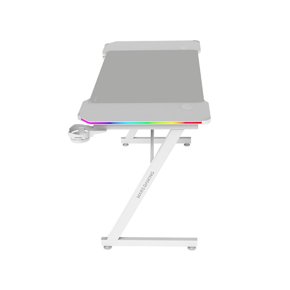 Mars Gaming - MGD-X120RGB, Mesa Gaming Ergonómica, Iluminación ARGB con Mando, Fibra de Carbono, Alfombrilla XXL, - MGDX120RGBW