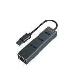 Savio - AK-57 USB-A - 3 x USB-A HUB with RJ-45 Gigabit Ethernet adapter 5000 Mbit/s grey USB 3.2 Gen 1 (3.1 Gen 1) Micro-B 5000