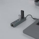 Savio - AK-57 USB-A - 3 x USB-A HUB with RJ-45 Gigabit Ethernet adapter 5000 Mbit/s grey USB 3.2 Gen 1 (3.1 Gen 1) Micro-B 5000
