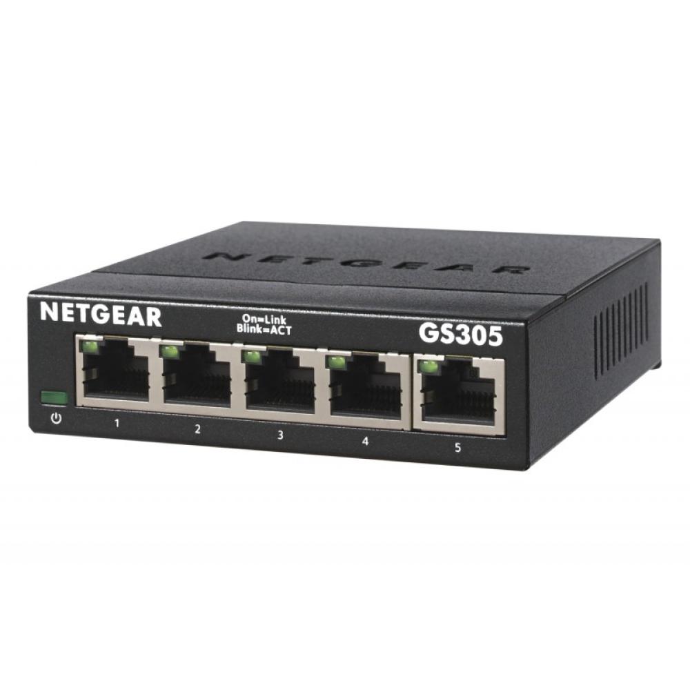 NETGEAR - GS305 No administrado L2 Gigabit Ethernet (10/100/1000) Negro