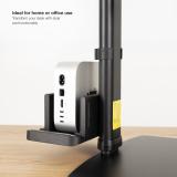 TooQ - Soporte de mesa para pantallas 17”-27” con soporte integrado para CPU Ligera