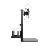 TooQ - Soporte de mesa para pantallas 17”-27” con soporte integrado para CPU Ligera