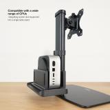 TooQ - Soporte de mesa para pantallas 17”-27” con soporte integrado para CPU Ligera