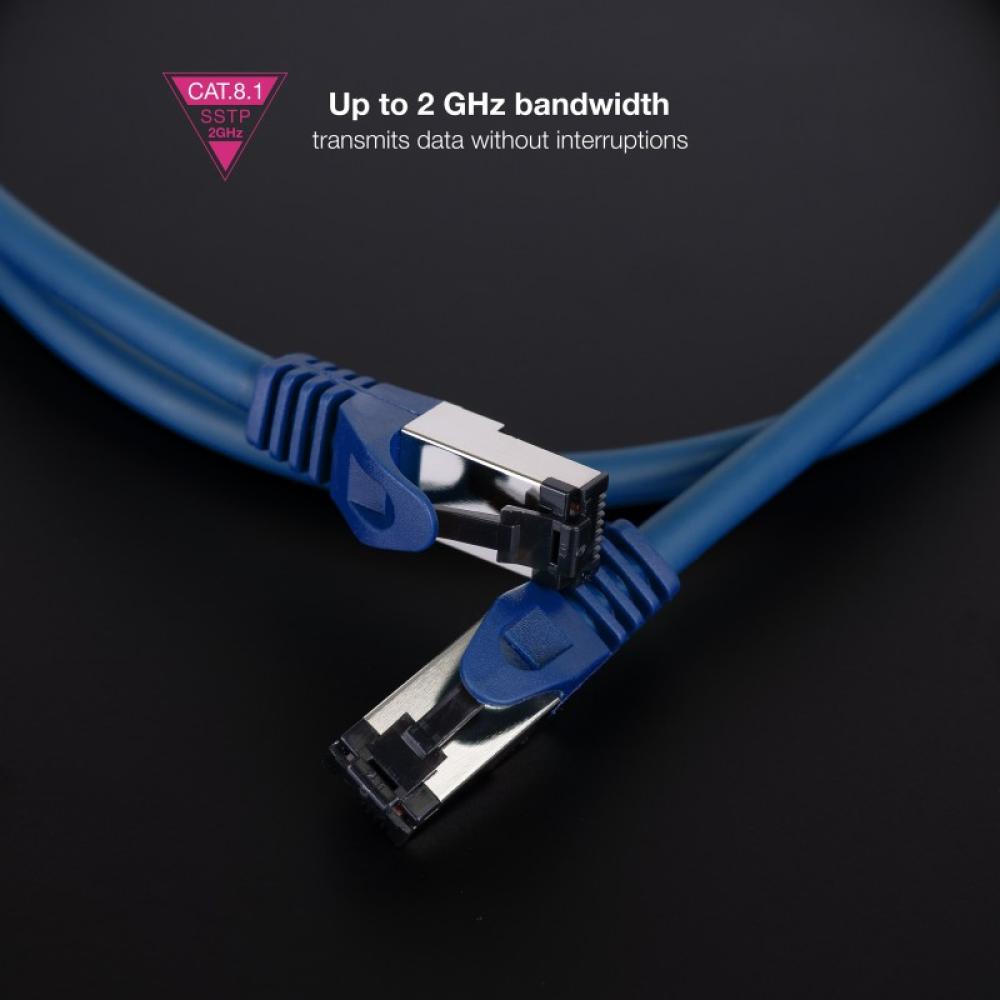 Nanocable - Cable de Red Latiguillo Cat.8.1 2GHz LSZH SSTP AWG26, Azul, 25 cm