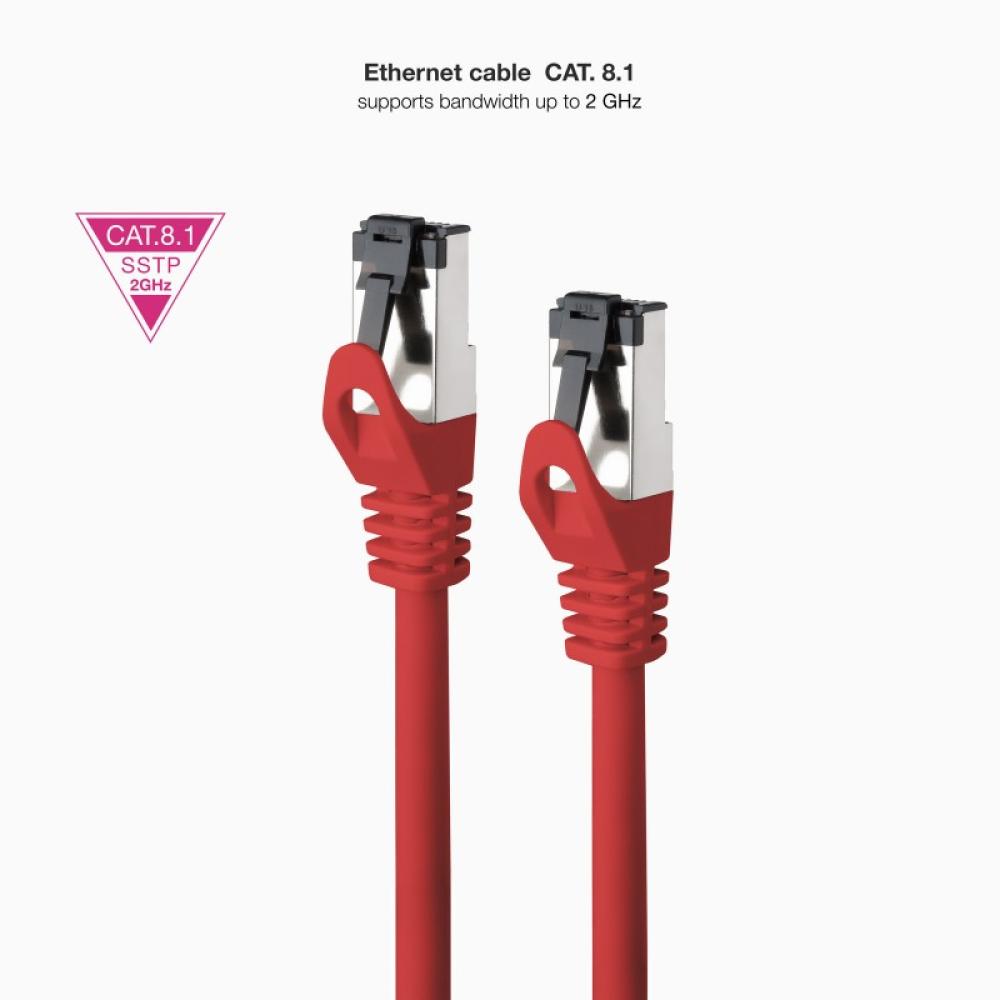 Nanocable - Cable de Red Latiguillo Cat.8.1 2GHz LSZH SSTP AWG26, Rojo, 25 cm
