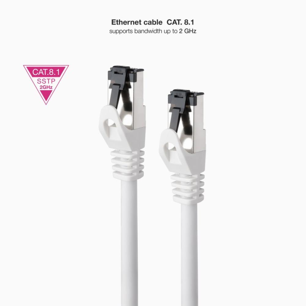 Nanocable - Cable de Red Latiguillo Cat.8.1 2GHz LSZH SSTP AWG26, Blanco, 25 cm