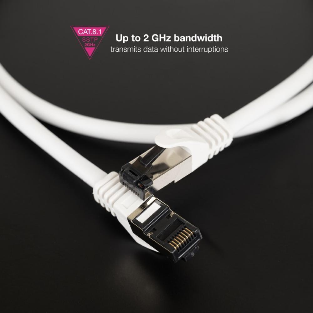 Nanocable - Cable de Red Latiguillo Cat.8.1 2GHz LSZH SSTP AWG26, Blanco, 25 cm