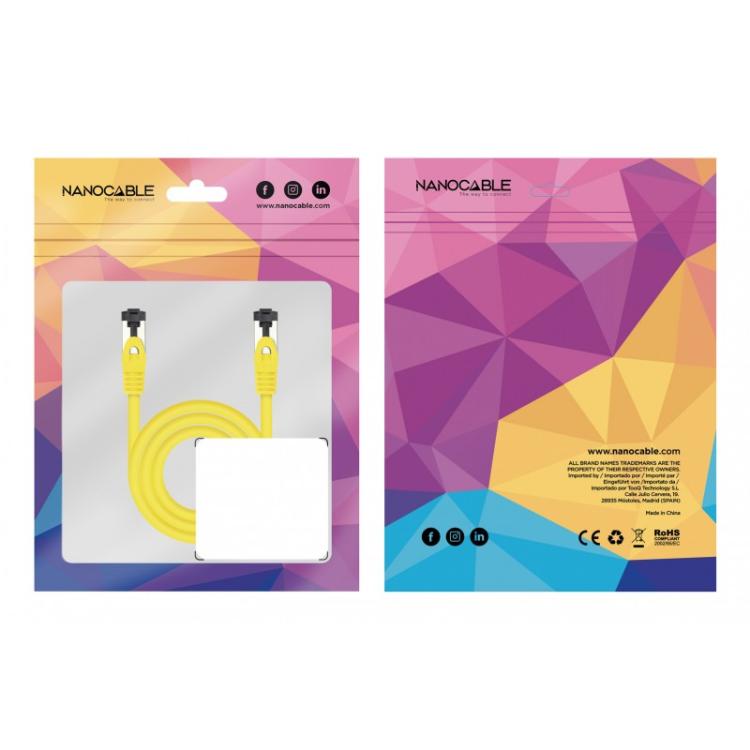 Nanocable - Cable de Red Latiguillo Cat.8.1 2GHz LSZH SSTP AWG26, Amarillo, 25 cm