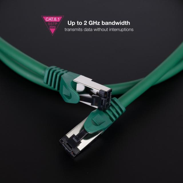 Nanocable - Cable de Red Latiguillo Cat.8.1 2GHz LSZH SSTP AWG26, Verde, 1 m