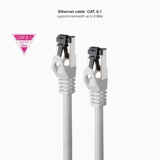 Nanocable - Cable de Red Latiguillo Cat.8.1 2GHz LSZH SSTP AWG26, Gris, 1.5 m