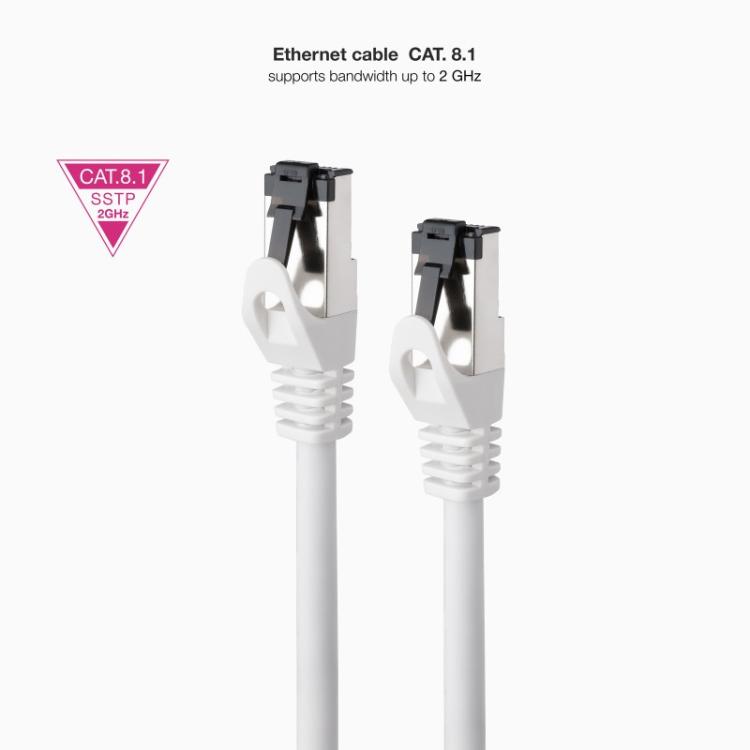 Nanocable - Cable de Red Latiguillo Cat.8.1 2GHz LSZH SSTP AWG26, Blanco, 1 m