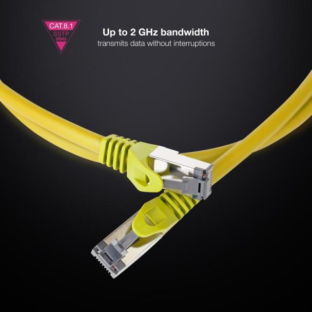 Nanocable - Cable de Red Latiguillo Cat.8.1 2GHz LSZH SSTP AWG26, Amarillo, 1 m