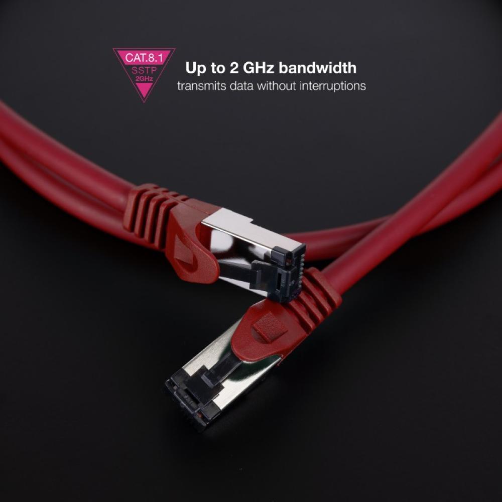 Nanocable - Cable de Red Latiguillo Cat.8.1 2GHz LSZH SSTP AWG26, Rojo, 2 m