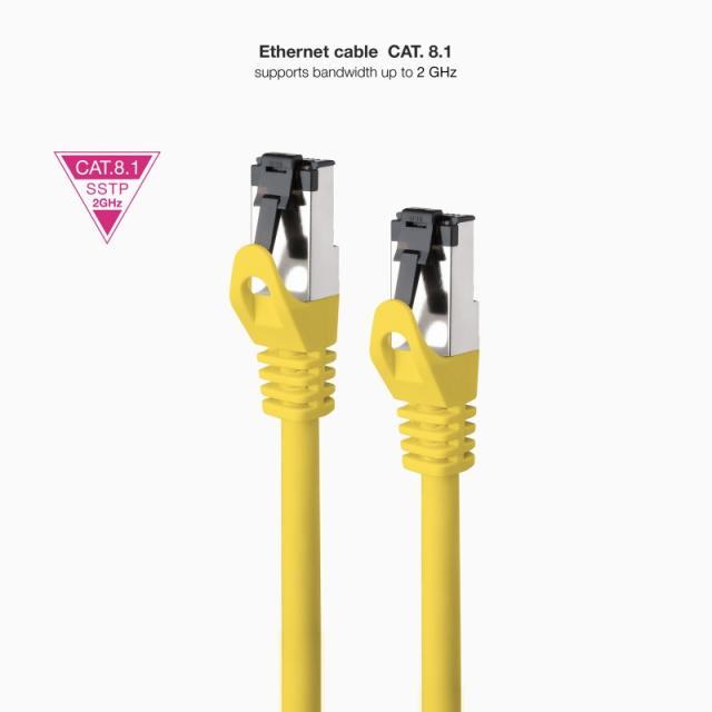 Nanocable - Cable de Red Latiguillo Cat.8.1 2GHz LSZH SSTP AWG26, Amarillo, 2 m