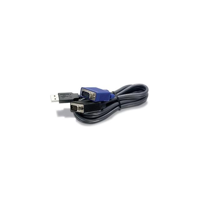 Trendnet - 2.8m USB/VGA KVM cable para video, teclado y ratón (kvm) Negro 2,8 m