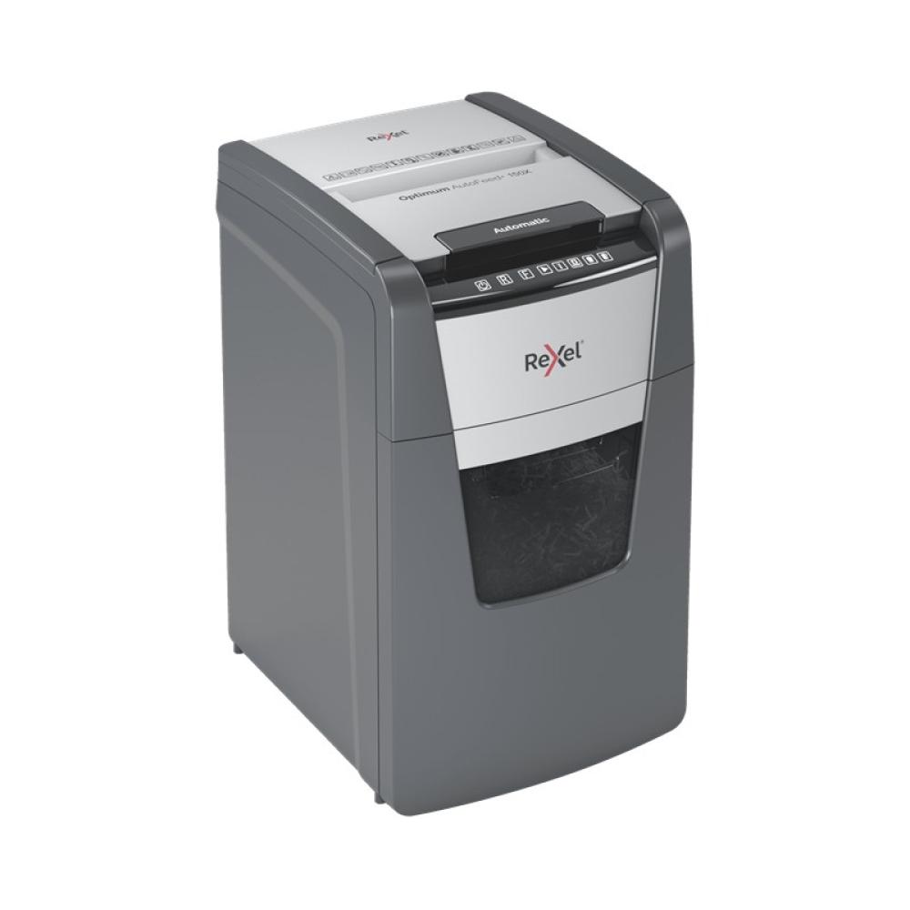 Rexel - Optimum AutoFeed+ 150X A triturador de papel Corte cruzado 55 dB 22 cm Negro, Gris