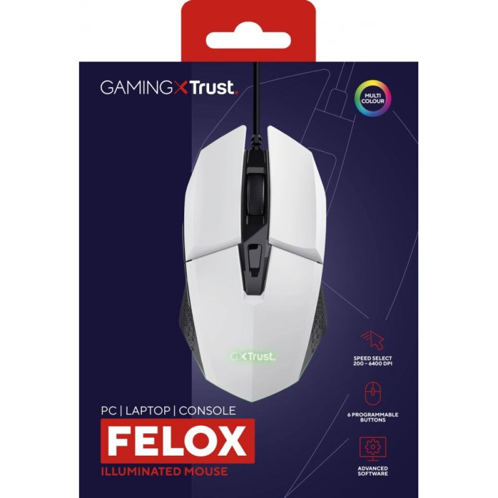 Trust - GXT 109W Felox ratón Juego mano derecha USB tipo A Óptico 6400 DPI