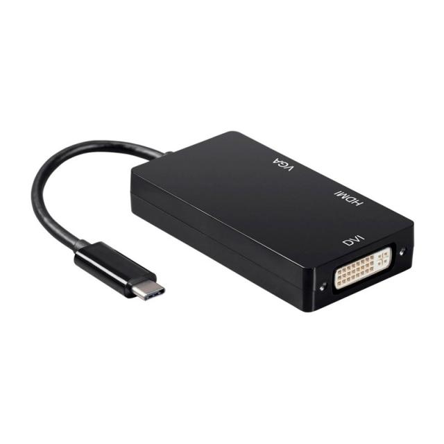 AISENS - Conversor USB-C A DVI/HDMI/VGA, USB-C/M-DVI/H-HDMI/H-VGA/H, Negro, 15cm - A109-0343