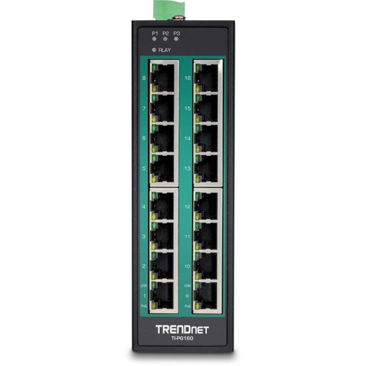 Trendnet - TI-PG160 switch No administrado Gigabit Ethernet (10/100/1000) Energía sobre Ethernet (PoE) Negro