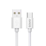Savio - USB cable 2 m USB 2.0 USB A - USB C White CL-168 cable USB 3 m Blanco
