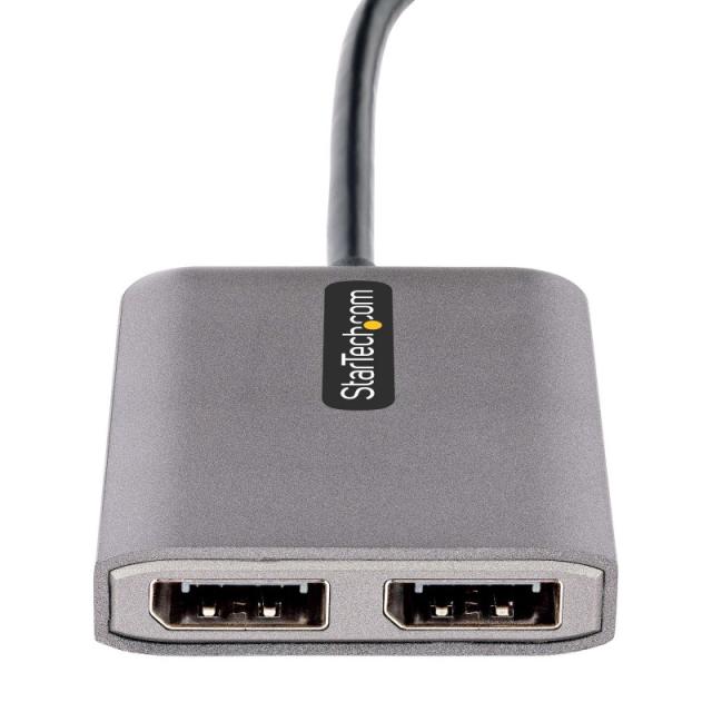 StarTech.com - Adaptador USB-C a DisplayPort 1.4 Doble - Hub MST USB C Multi Monitor - Divisor Multiplicador DP Doble 5K 60Hz DP