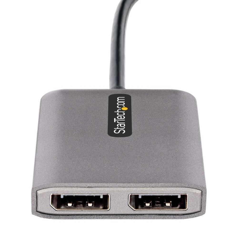 StarTech.com - Adaptador USB-C a DisplayPort 1.4 Doble - Hub MST USB C Multi Monitor - Divisor Multiplicador DP Doble 5K 60Hz DP