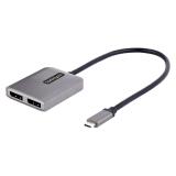 StarTech.com - Adaptador USB-C a DisplayPort 1.4 Doble - Hub MST USB C Multi Monitor - Divisor Multiplicador DP Doble 5K 60Hz DP
