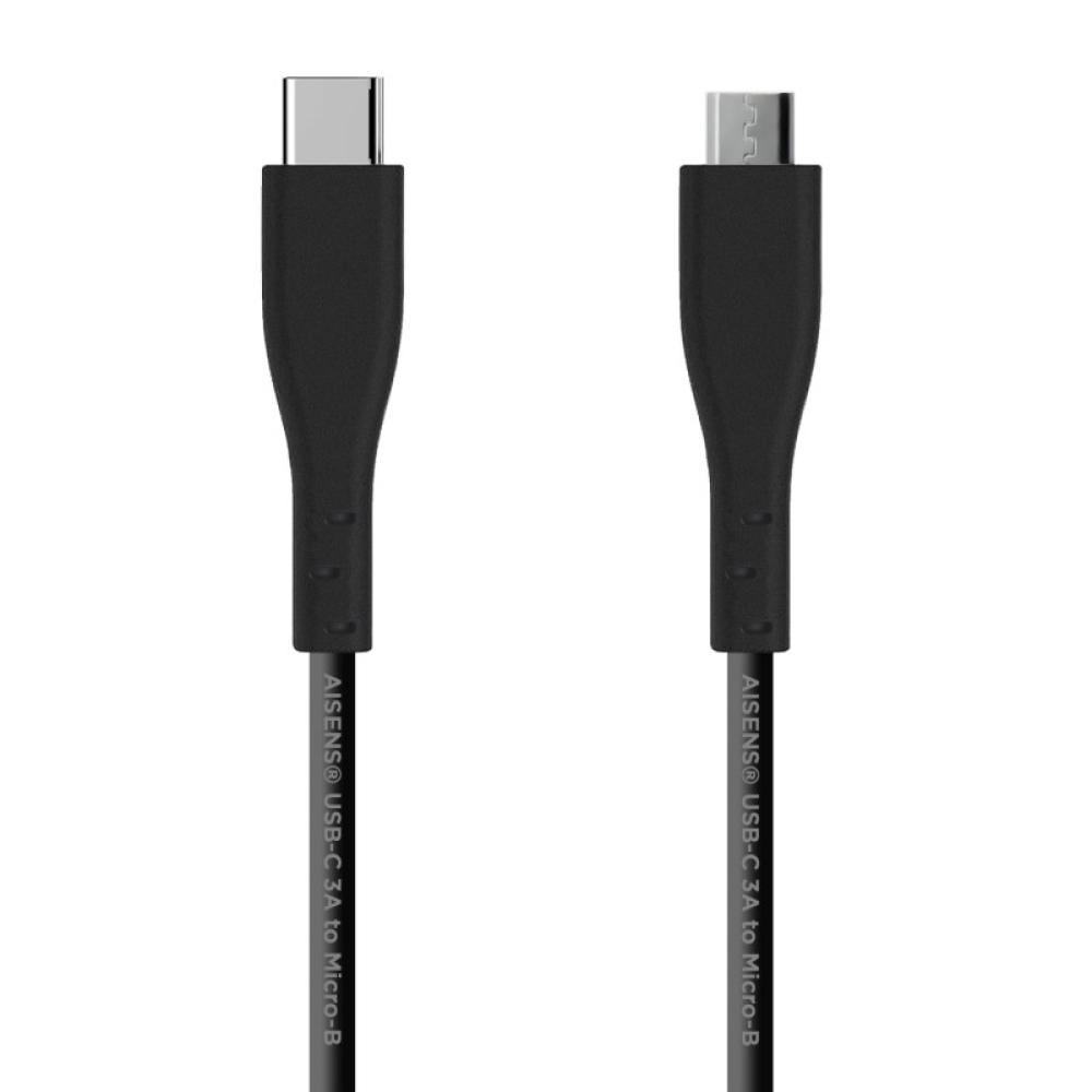 AISENS - Cable USB 2.0 3A, tipo USB C/M - micro B/M, Negro, 1.0 m