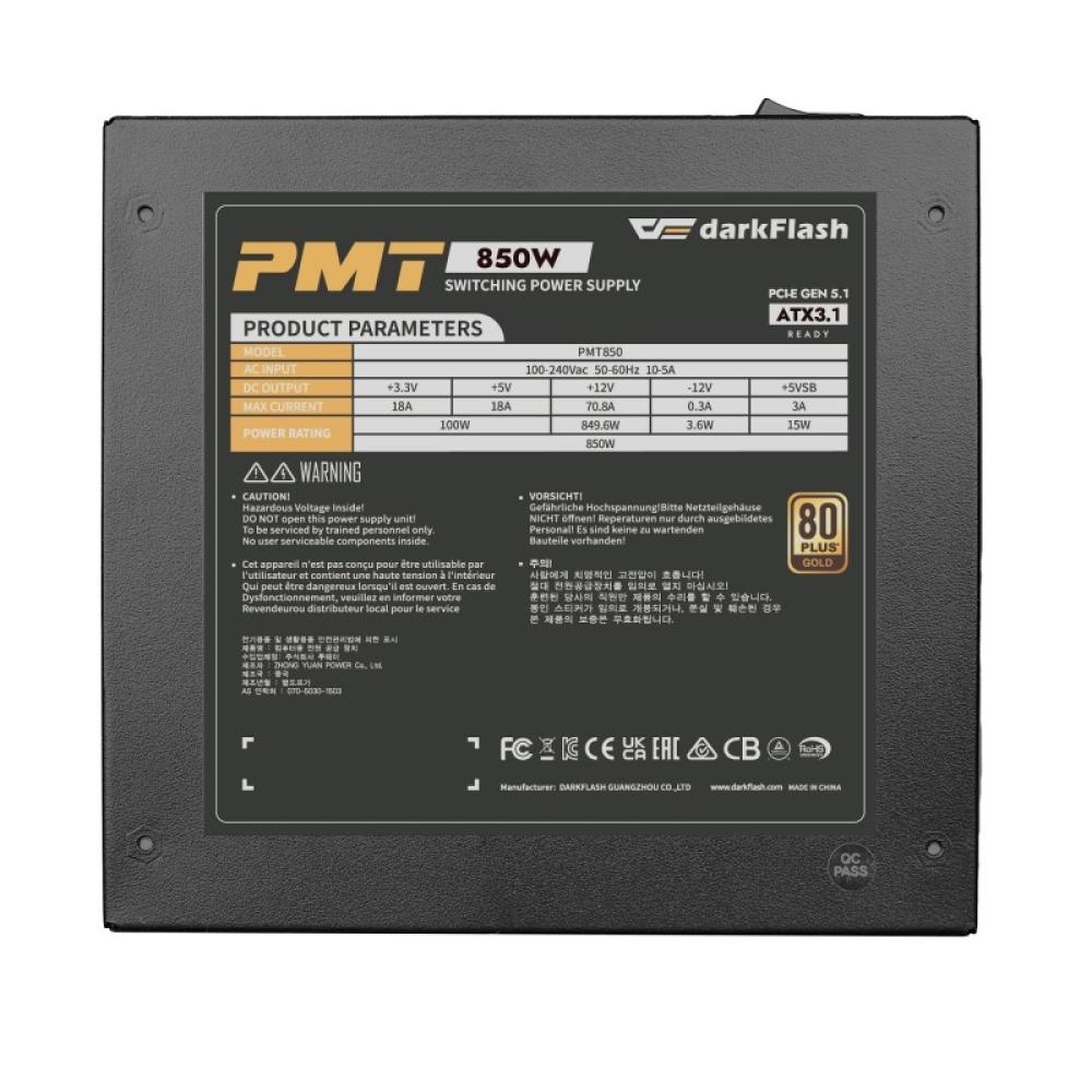 darkFlash - DP-PMT850GFMS-BFF-KR1 unidad de fuente de alimentación 850 W ATX
