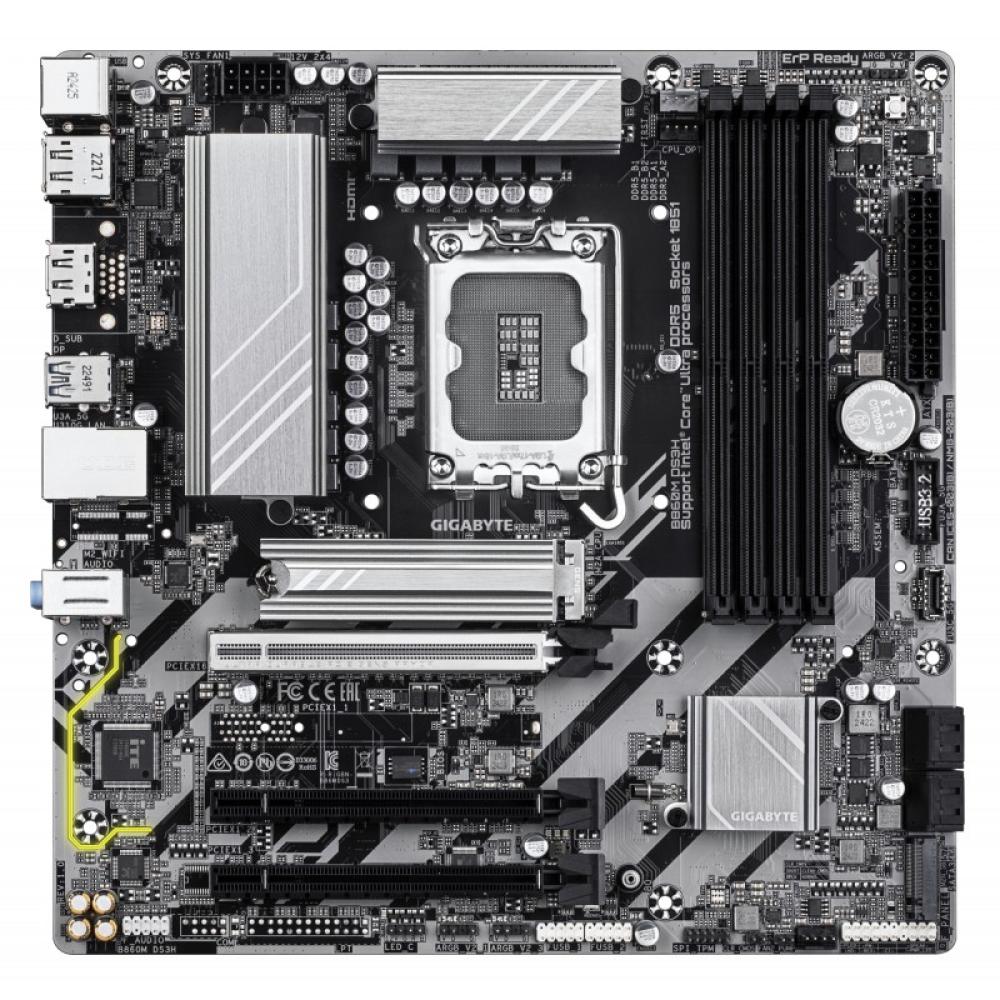 GIGABYTE - B860M DS3H Placa base - CPUs Intel Core Ultra, VRM de 5+1+2+1 fases, hasta 9066MHz DDR5, 1xPCIe 5.0 + 1xPCIe 4.0 M.2,