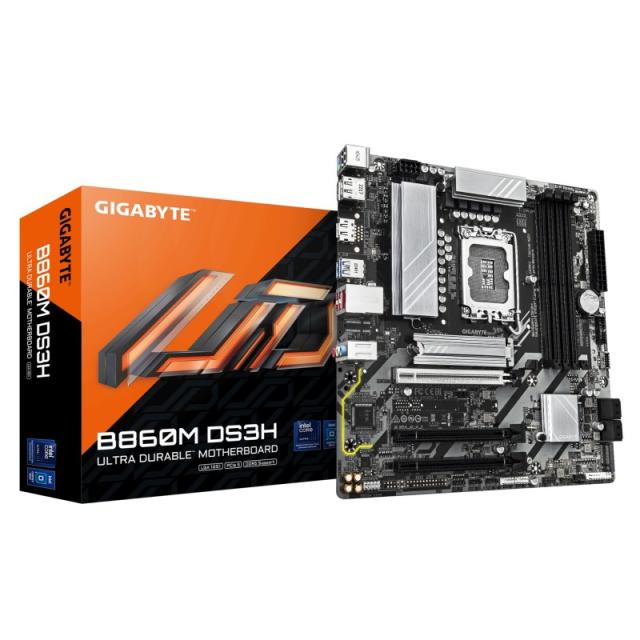 GIGABYTE - B860M DS3H Placa base - CPUs Intel Core Ultra, VRM de 5+1+2+1 fases, hasta 9066MHz DDR5, 1xPCIe 5.0 + 1xPCIe 4.0 M.2,