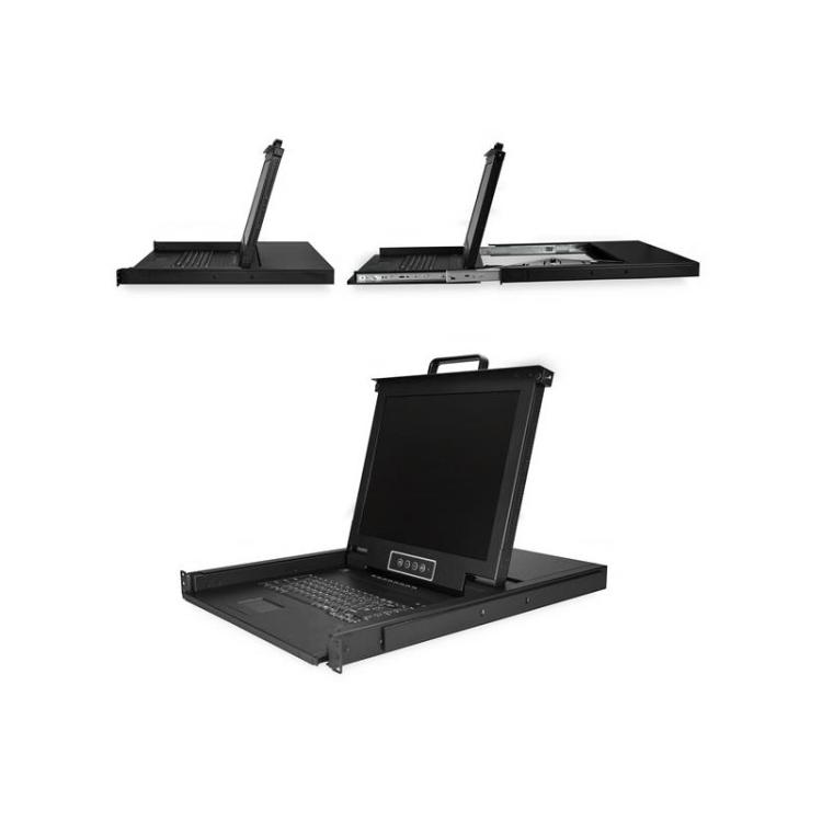 StarTech.com - Consola KVM de 8 Puertos para Montaje en Rack con Cables de 1,8m - Teclado QWERTY - Conmutador KVM integrado con