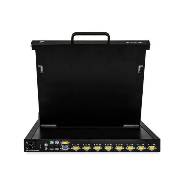 StarTech.com - Consola KVM de 8 Puertos para Montaje en Rack con Cables de 1,8m - Teclado QWERTY - Conmutador KVM integrado con