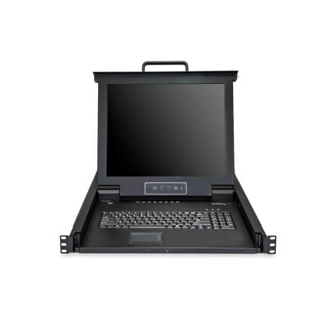 StarTech.com - Consola KVM de 8 Puertos para Montaje en Rack con Cables de 1,8m - Teclado QWERTY - Conmutador KVM integrado con